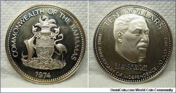 First  Anniversary of Independence.
Ten Dollars.
5mm
Proof