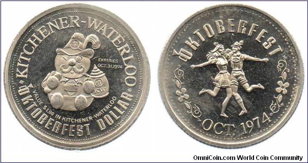1974 Kitchener-Waterloo, Ontario Oktoberfest Dollar
