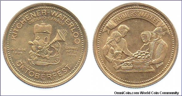 1995 Kitchener-Waterloo, Ontario Oktoberfest 2 Dollars