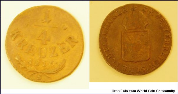 1/4 kreuzer , S-mint