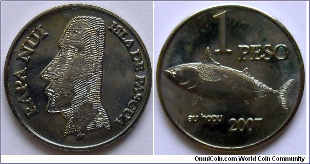 1 peso.
2007, Easter Island.
Bonito fish.