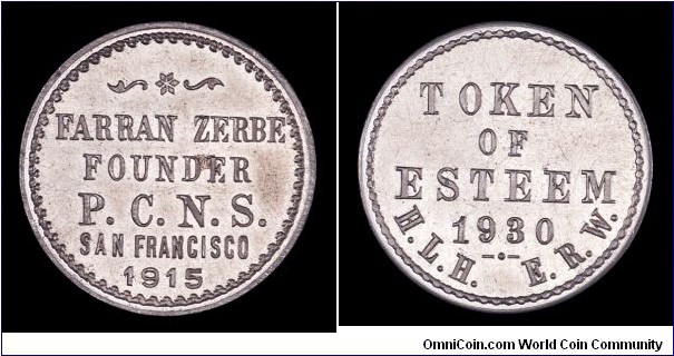 Pacific Coast Numismatic Association, first token, aluminum.