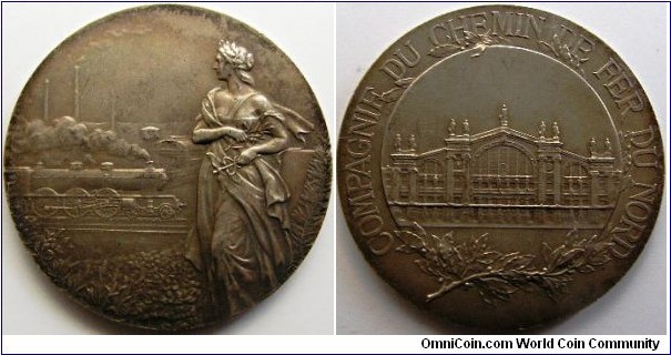 Massive silver `jeton de presence' issued for the Compagnie du Chemin de Fer du Nord. Engraved by A Tebarque.