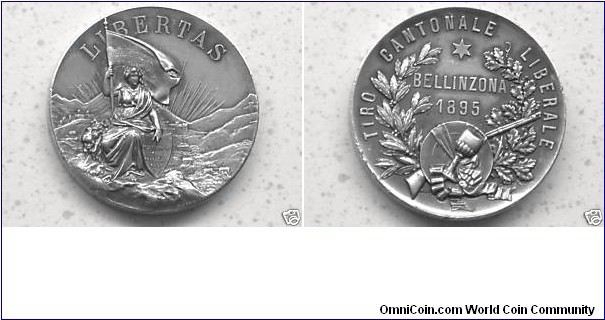 Swiss Shooting Fest. Bellinzona Tiro Cantnale by Carol Carmine. Silver. 45MM
