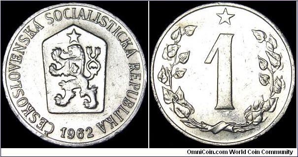 Czechoslovakia - 1 Haler - 1962 - Weight 0,45 gr - Aluminum - Size 16 mm - President / Antonin Novotny (1957-68) - Mintage 20 056 000 - Edge : Plain - Reference KM# 51 (1962-86)