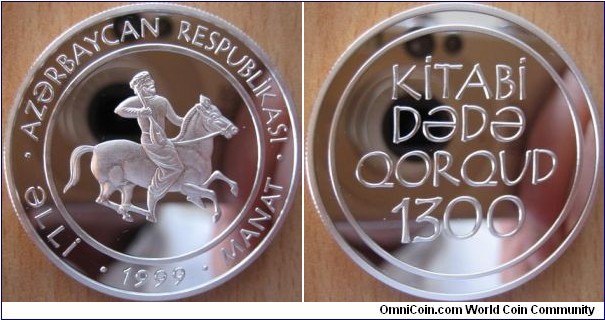 50 Manat - Kitabi Dada Gorgud - 33.63 g Ag .925 Proof - mintage 1,000 (very hard to find !)