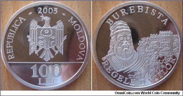 100 Lei - Burebista - 31.1 g Ag .925 Proof - mintage 500 pcs only (very hard to find !)