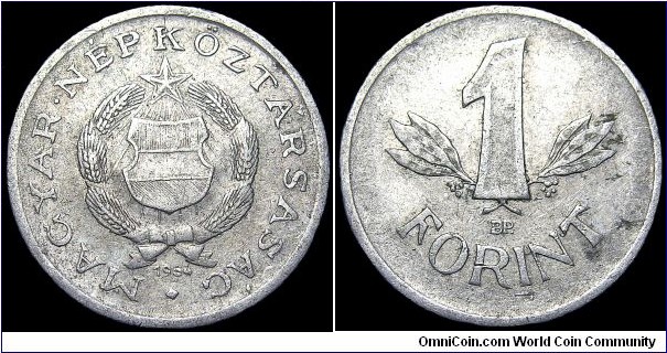 Hungary - 1 Forint - 1964 - Weight 1,4 gr - Aluminum - Size 22,8 mm - Leader / János Kádár (1956-88) - Mint mark : BP = Budapest - Mintage 6 080 000 - Edge : Reeded - Reference KM# 555 (1957-66)
