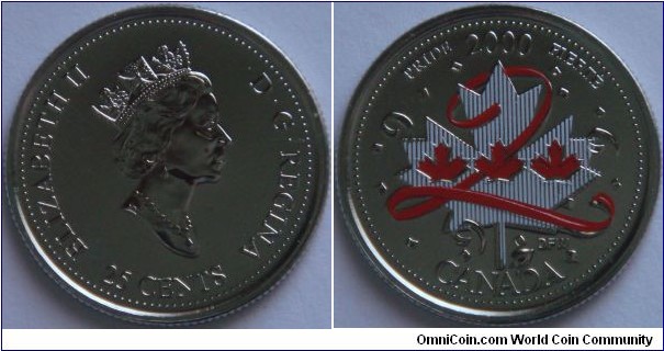 Canada, 25 cents, 2000 Millennium series - Pride, nickel coloured coin