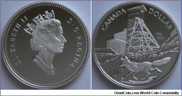 Canada, 1 dollar, 2003 100th anniversary of the Cobalt silver strike, silver coin