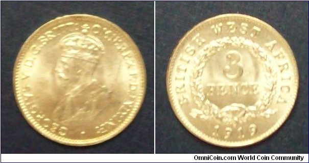 West Africa 3 pence 1919