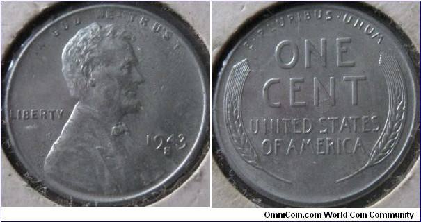1943 s EF lustrous cent
