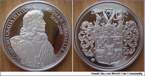 1 Lats - 400 years of birth of Duke Jacob - 31.47 g Ag .925 Proof - mintage 5,000