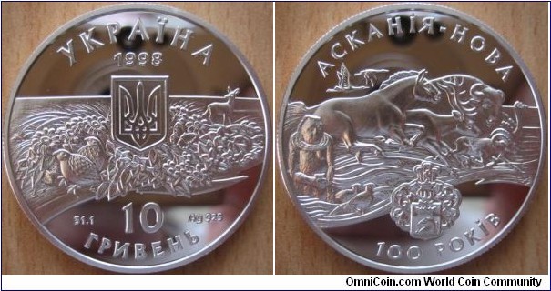 10 Hryvnia - Ascania Nova national park - 33.74 g Ag .925 Proof - mintage 10,000