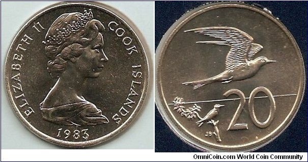 20 Cents 
Elizabeth II by Arnold Machin
Fairy Tern
reverse design by James Berry
copper-nickel