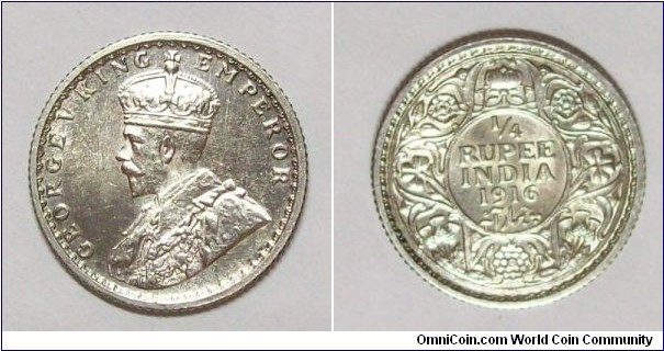 India 1916 1/4 rupee