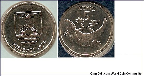 5 cents 
Tokai lizard
copper-nickel 
designer: Mike Hibbit 