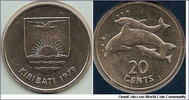 20 cents 
dolphins
copper-nickel 
designer: Mike Hibbit 