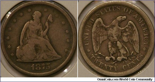 20 cent piece. minted only three years, and only 1 year with any significant quantity.  22mm, Ag