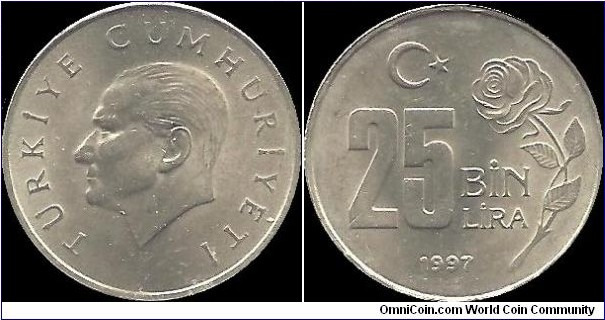 25000 Lira 1997