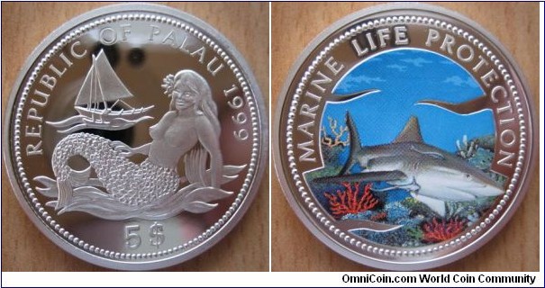 5 Dollars - Shark - 25 g Ag .900 Proof - unknown mintage 