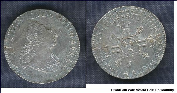 1/2 Ecu struck on 1691 and then triplestruck!! Ref: Snyder collection