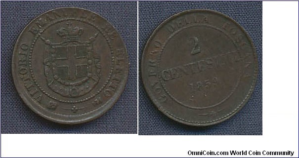 Tuscany,  2 Centime
misaliagned die 5% obverse 