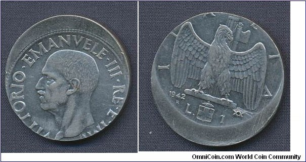 Mussolini era  1 Lira 15% off-cent