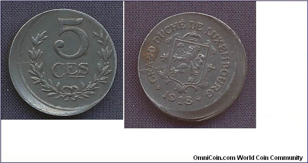 5 Centime struck 15% off-cent!