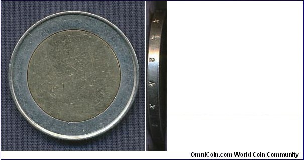 Bimetallic planchet with egde letteringm, 20 Fr? 