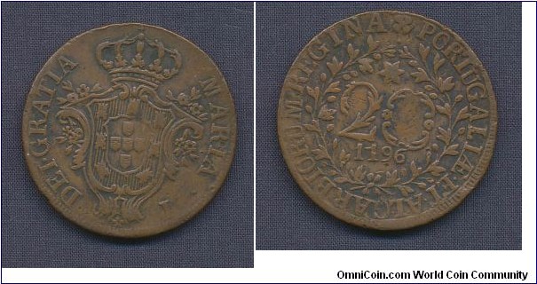 Azores 20 Reis error date 1196 instead of 1796