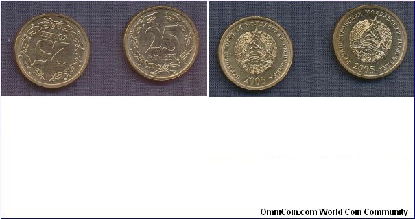 25 Kopek rotated reverse 180 degrees with normal coin.
