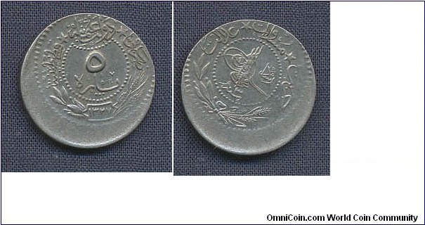 5 Para (1909-1918),
15% offcent strike 