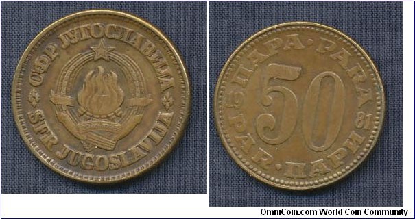 Yougoslavia (Tito regime) 50 Para obverse strong doubled die