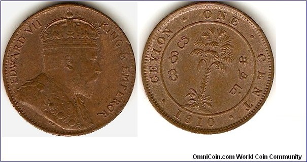 Ceylon
1 cent
Edward VII
copper