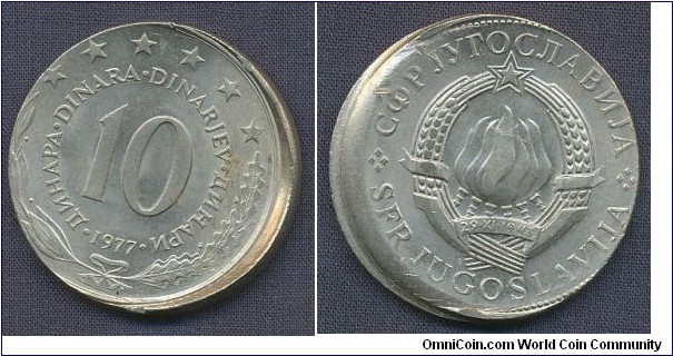 Jugoslavia (Tito regime) 10 Dinara 10% struck offcent