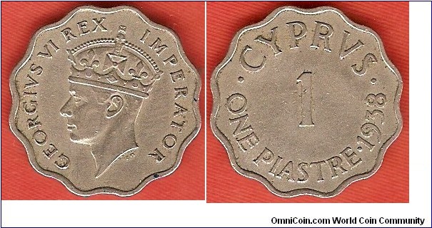1 piastre
George VI 
copper-nickel
scalloped coin