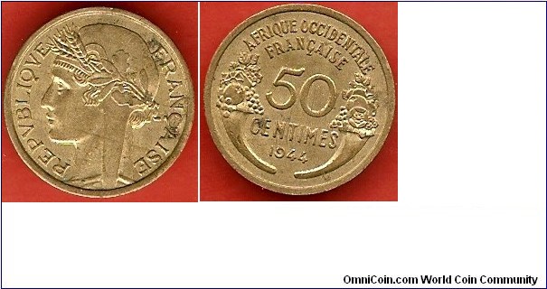 French West Africa
50 centimes
aluminum-bronze
London Mint