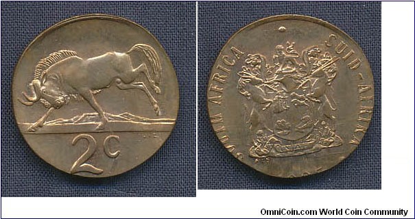 2 Cent struck on 1 cent planchet