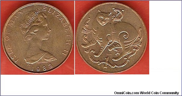 1 Penny
Elizabeth II by Arnold Machin
Manx cat
bronze
