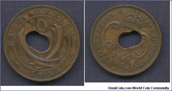 (British colony)
10 Cents an extra punched hole  strongly offcent