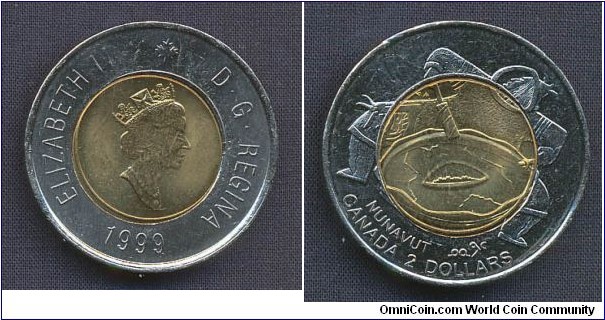 (Nunavut) 2 Dollar with centerpart slightly offcent