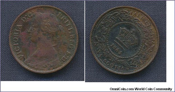 (Nova Scotia)1/2 Cent rotated reverse 40 degrees