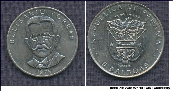 5 Balboas struck in coppernickel but has a silver mark!