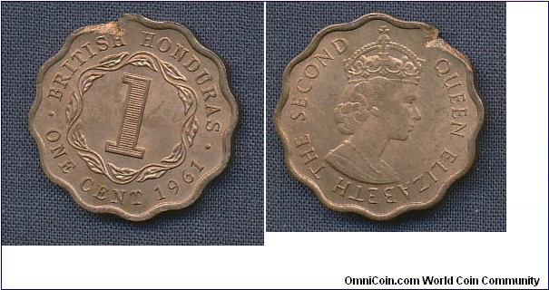 (British Honduras)
1 Cent ragged edge clip