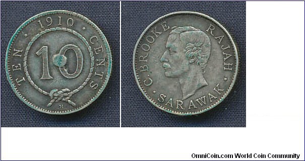 (Sarawak) 10 Cents with cud on 