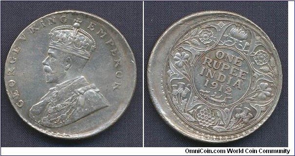 (British rule) 1 Rupee Broadstruck 10% offcent