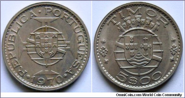 5 escudos.
1970, Timor - Portugal Administration.
