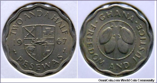 2 and 1/2 pesewas.
1967