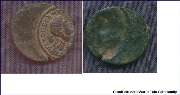 Rome Constanius II(355-361) coppercoin offcent and partial brockage